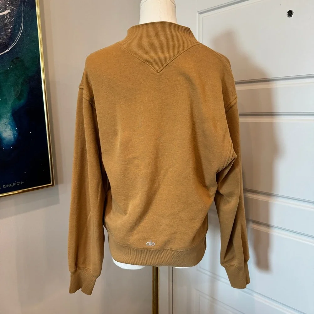 Alo Yoga Womens Sweatshirt Mock Neck Oversized Fleece Honey Mustard Size XS